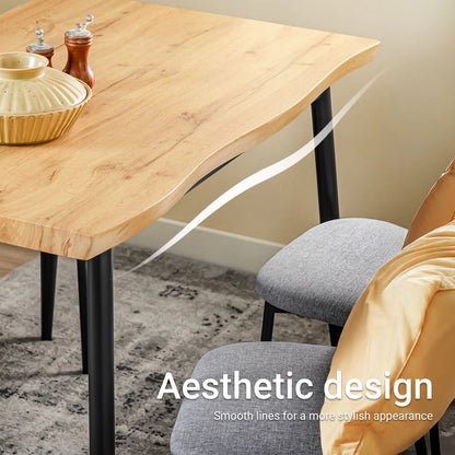 Esstisch Set 5-teilig Holzoptik Natur – Kompakter Esstisch mit 4 Polsterstühlen für die Küche