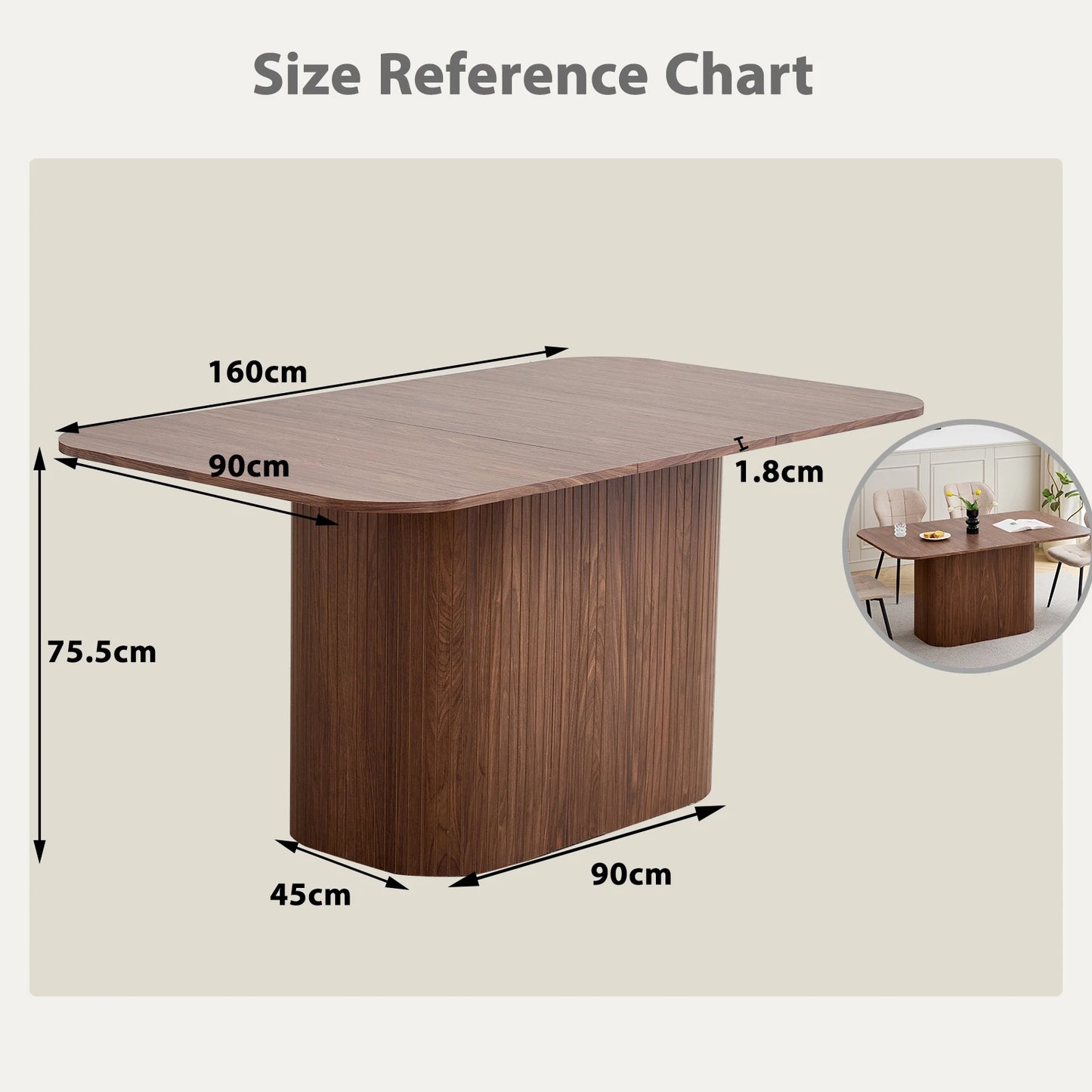 Esstisch Holzoptik Dunkelbraun 160x90cm – Moderner Skandi Küchentisch aus MDF für 6 Personen