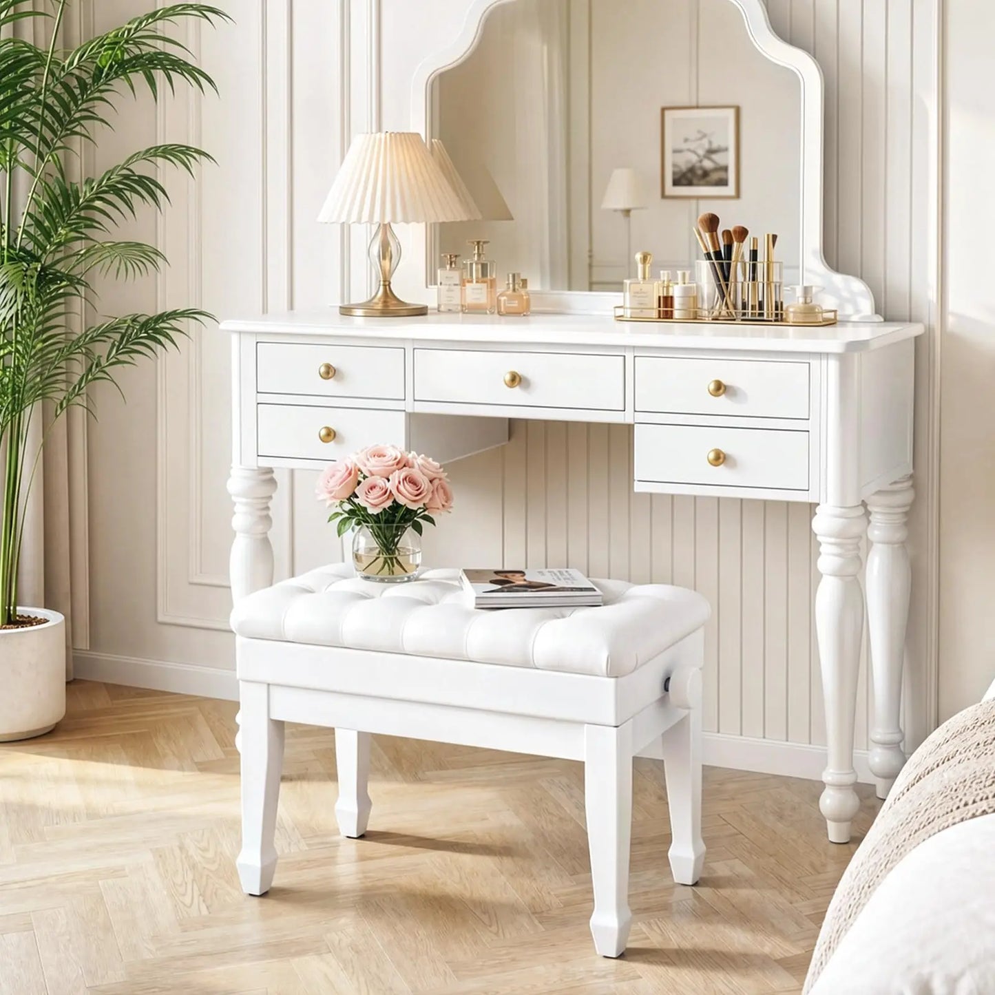 Höhenverstellbare Klavierbank mit Stauraum – Ergonomischer Pianohocker mit Kunstleder-Polster
