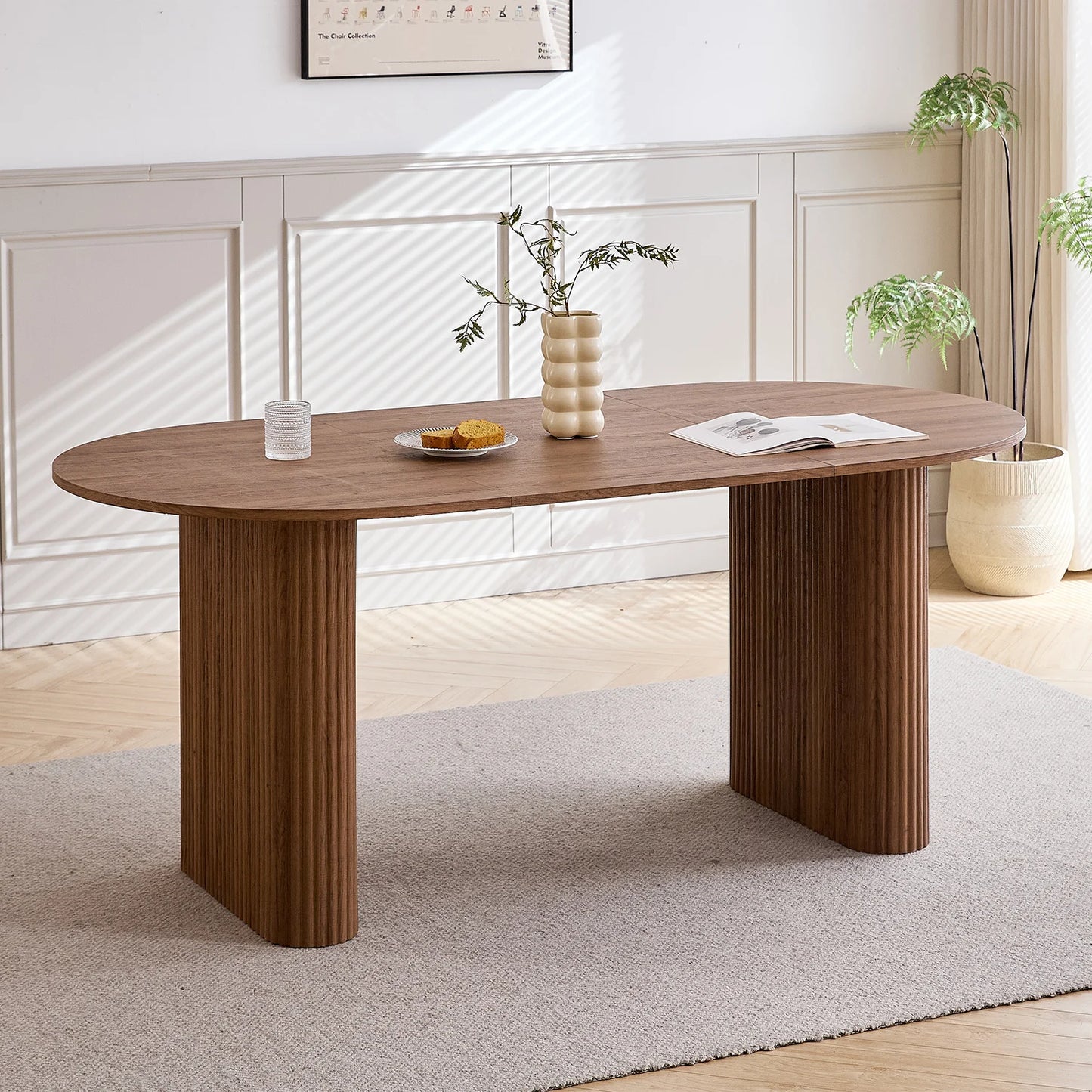 Ovaler Esstisch Holzoptik 160x90cm – Moderner Küchentisch aus MDF für 6 Personen