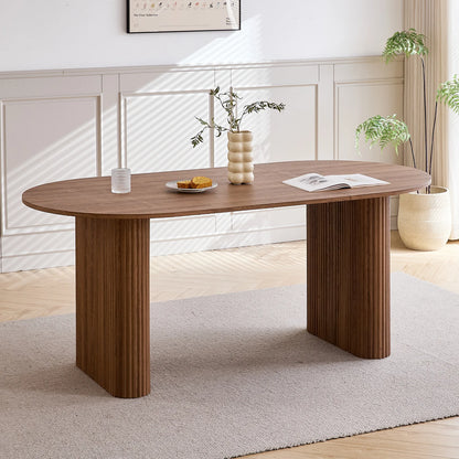 Ovaler Esstisch Holzoptik 160x90cm – Moderner Küchentisch aus MDF für 6 Personen