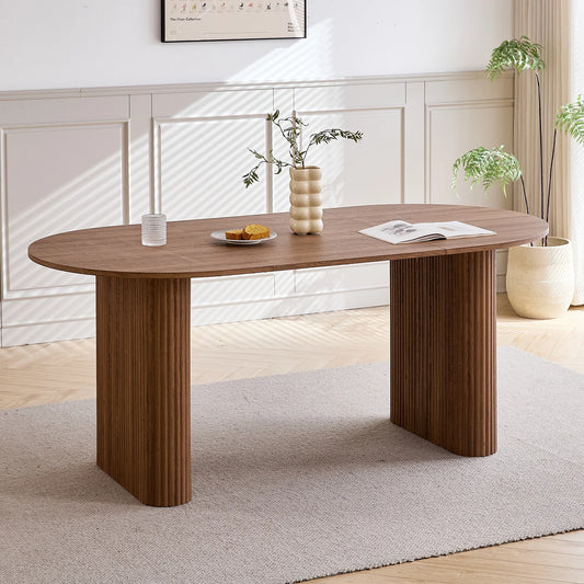 Ovaler Esstisch Holzoptik 160x90cm – Moderner Küchentisch aus MDF für 6 Personen