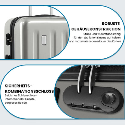 Kofferset 4-teilig Hartschale Schwarz – Robustes Koffer Set mit Zahlenschloss & 360 Rollen