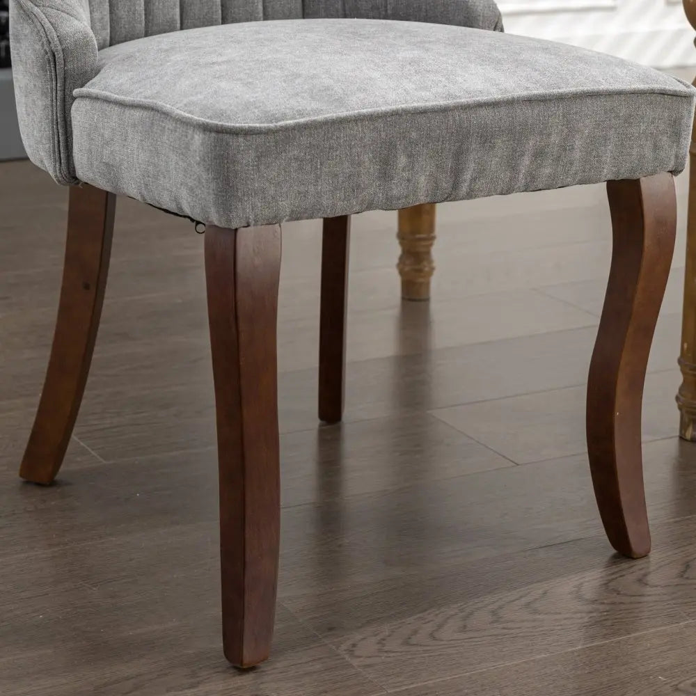 Esszimmerstuhl 2er Set Beige – Modernes Polsterstuhl Set aus Samt mit Nietenverzierung, Knopfung & Holzbeinen bis 127kg
