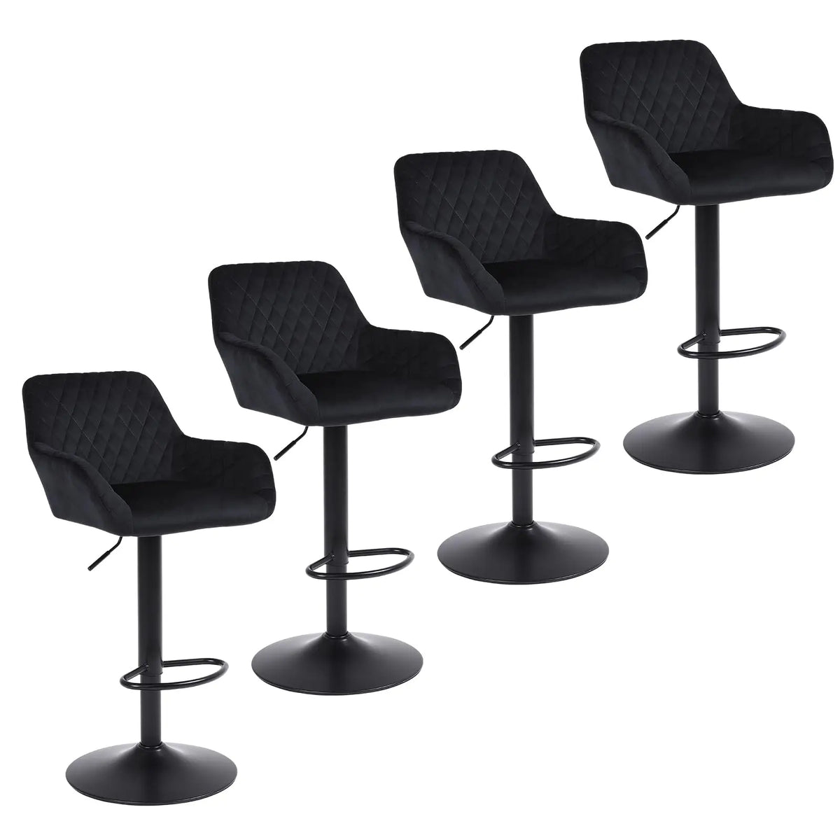 Barhocker 2er Set Schwarz – Hoehenverstellbare Tresenstuehle Drehbar aus Kunstleder fuer Kueche & Bar bis 150kg