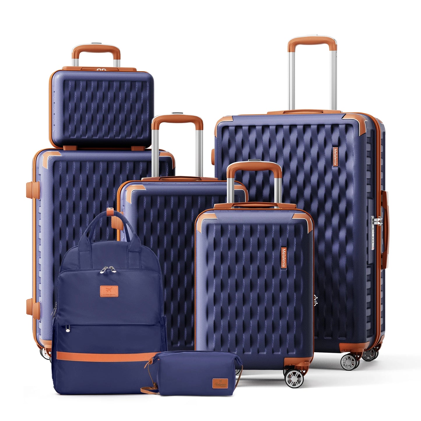 Kofferset 7-teilig Hartschale ABS – Reisekoffer Set mit TSA Schloss YKK Reissverschluss & Rucksack
