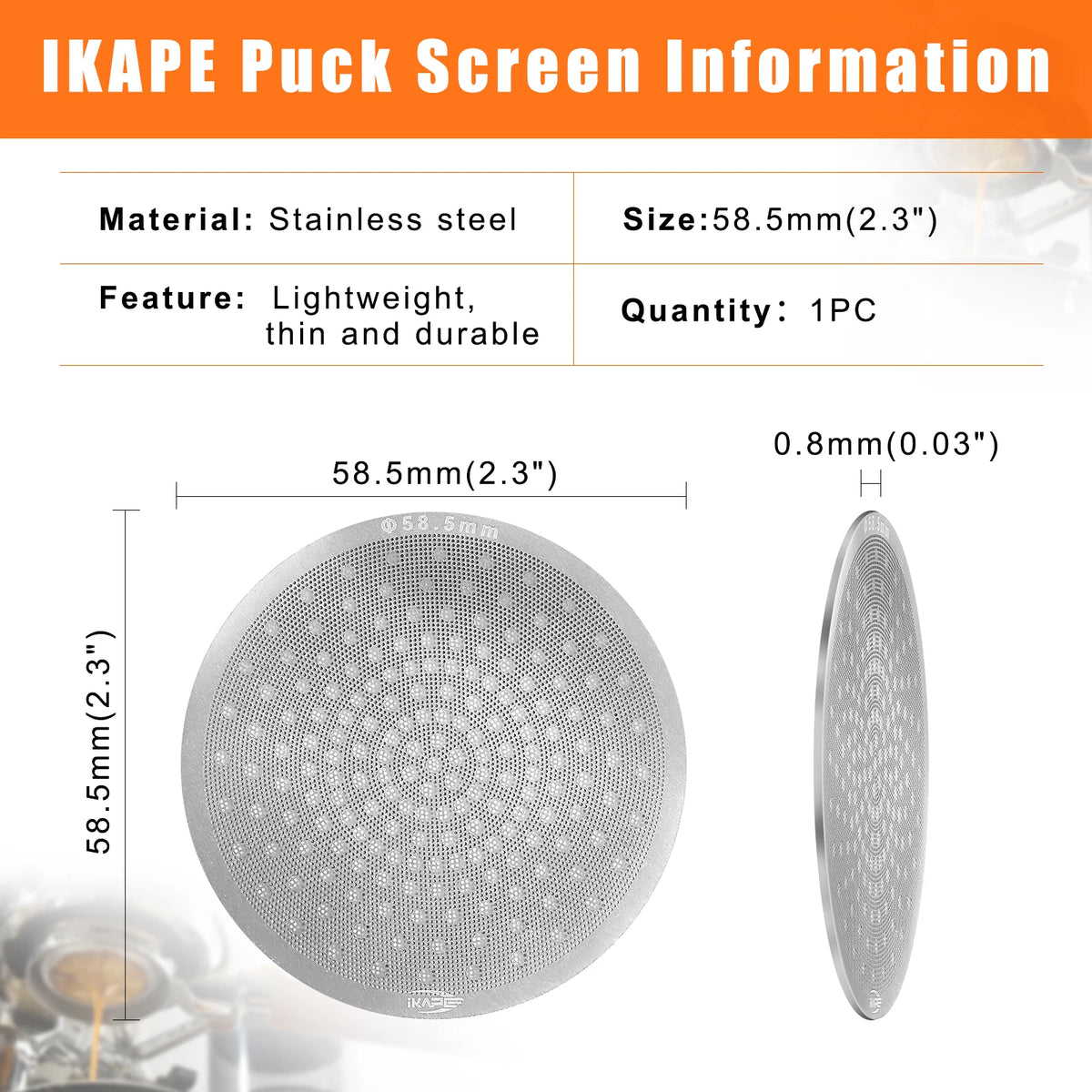 Puck Screen 58mm Edelstahl 0,8mm – Ultraflaches Siebträger Sieb für Espresso