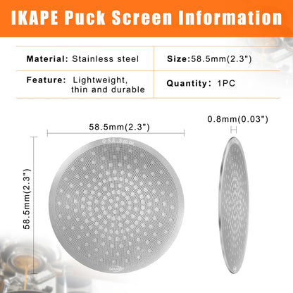 Puck Screen 58mm Edelstahl 0,8mm – Ultraflaches Siebträger Sieb für Espresso