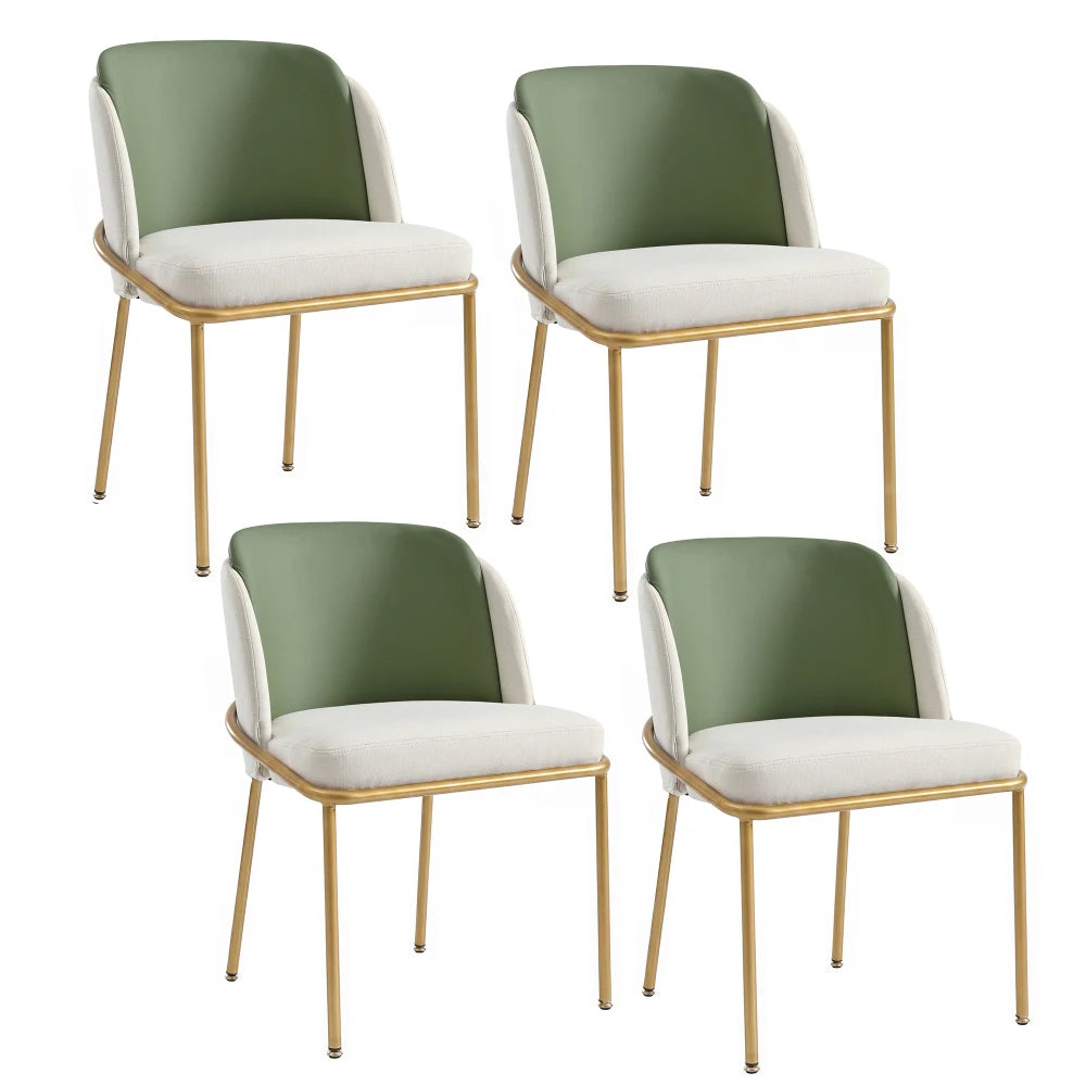 Esszimmerstuhl Beige-Grün – Modernes Polsterstuhl Set mit Samtbezug, Katzenkratzfestes Leder & Goldbeinen bis 150kg