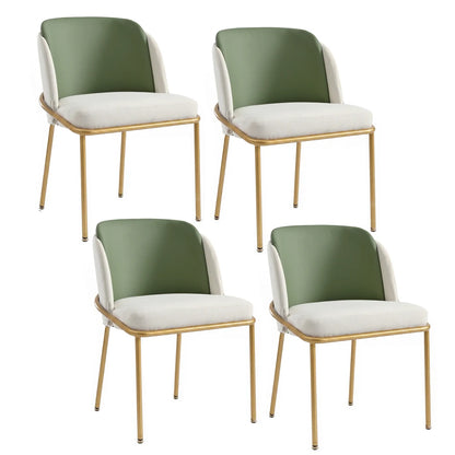Esszimmerstuhl Beige-Grün – Modernes Polsterstuhl Set mit Samtbezug, Katzenkratzfestes Leder & Goldbeinen bis 150kg