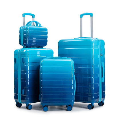 Kofferset 4-teilig PC Hartschale Bunt – Reiseset mit Handgepaeck 20 Zoll Koffer & Kosmetikkoffer 14 Zoll