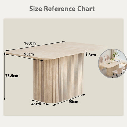 Ovaler Esstisch Holzoptik 160x90cm – Moderner Küchentisch aus MDF für 4-6 Personen