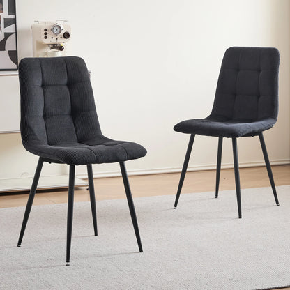 Polsterstühle Cord 2er Set Grau – Moderne Esszimmerstühle mit Metallbeinen für Küche & Wohnzimmer