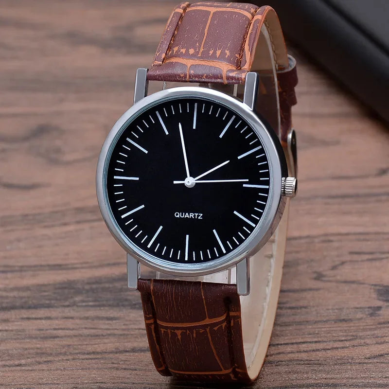 Herren Armbanduhr Schwarz Lederarmband – Minimalistische Analog Quarz Uhr