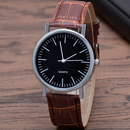 Herren Armbanduhr Schwarz Lederarmband – Minimalistische Analog Quarz Uhr