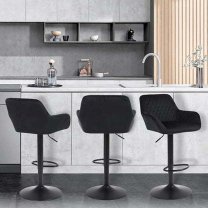 Barhocker 2er Set Schwarz – Hoehenverstellbare Tresenstuehle Drehbar aus Kunstleder fuer Kueche & Bar bis 150kg