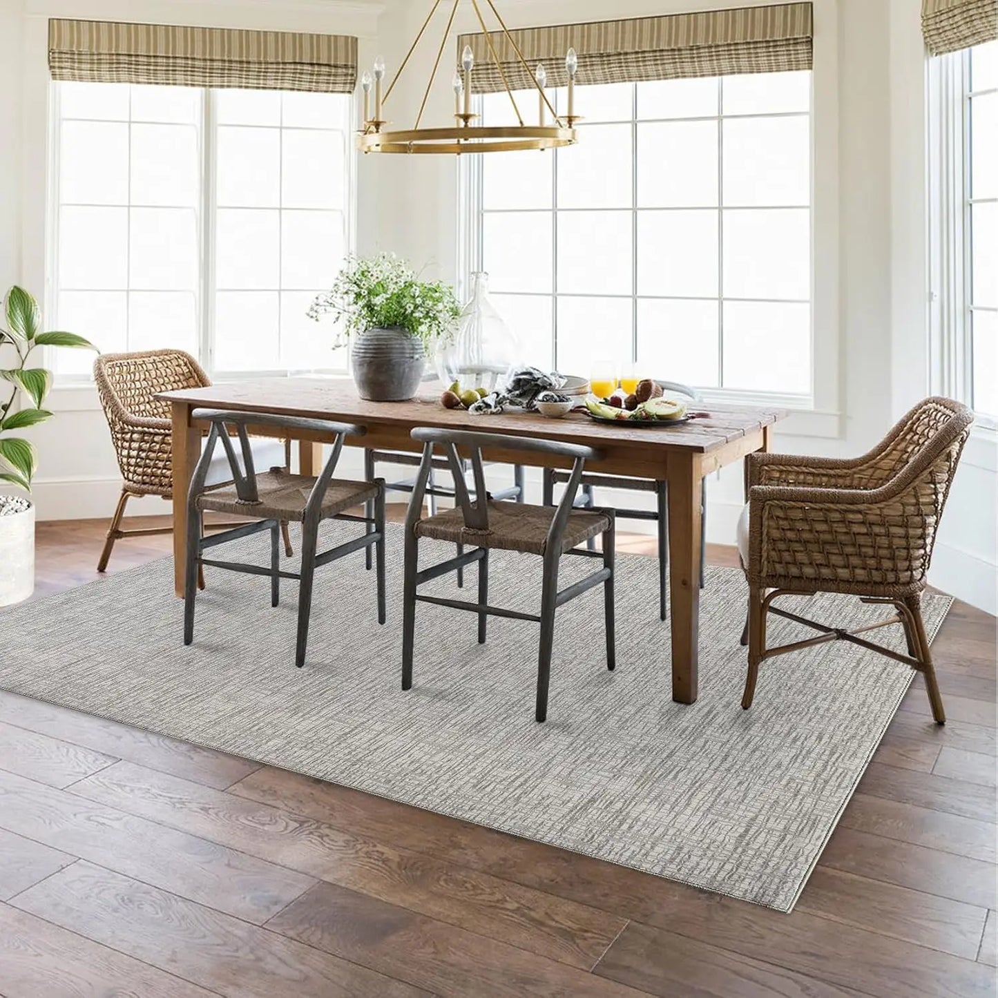 Moderner Kurzflor Teppich 160x220cm Waschbar – Rutschfester Wohnzimmer Teppich Weich