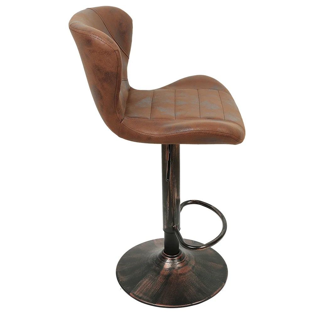 Höhenverstellbarer Barhocker 2er Set Kunstleder – Drehbarer Tresenstuhl Retro Braun