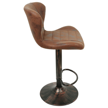 Höhenverstellbarer Barhocker 2er Set Kunstleder – Drehbarer Tresenstuhl Retro Braun