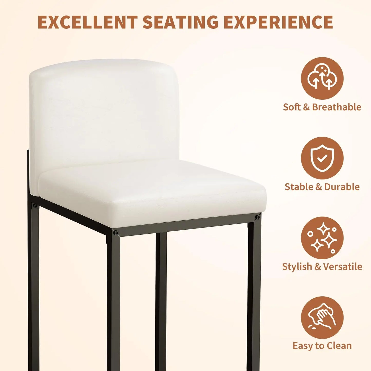 Barhocker 2er Set Kunstleder – Ergonomischer Stuhlsatz mit Polsterung & Metallrahmen