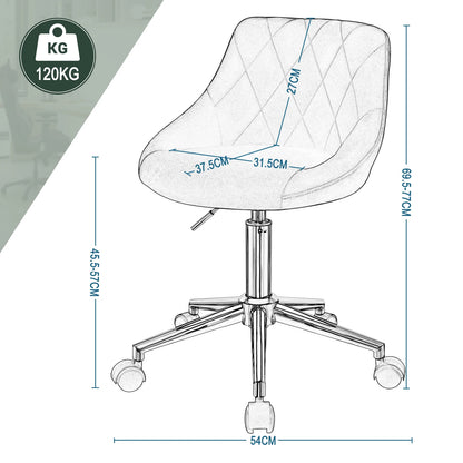 Ergonomischer Bürostuhl Samt Höhenverstellung & Rollen – Moderner Drehstuhl für Home-Office