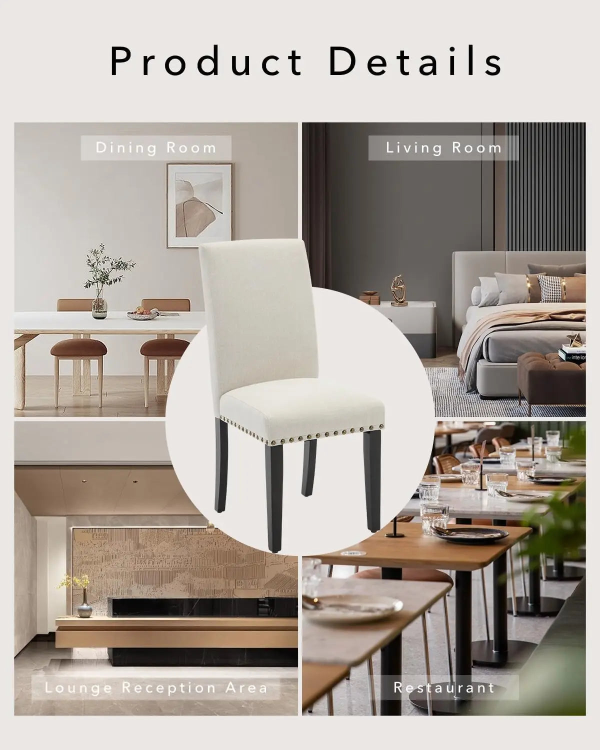 Esszimmerstuhl 2er Set Beige – Modernes Polsterstuhl Set mit Ergonomischer Rueckenlehne & Holzgestell