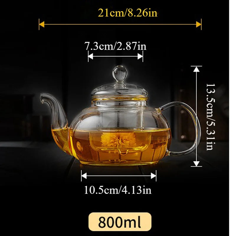 Glaskanne mit Siebeinsatz 1000ml – Hitzebeständige Teekanne aus Borosilikatglas