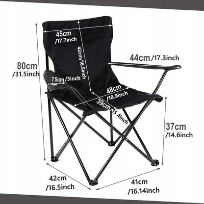Campingstuhl Klappbar Schwarz – Moderner Faltstuhl mit Getraenkehalter & Tragetasche fuer Outdoor & Camping bis 100kg