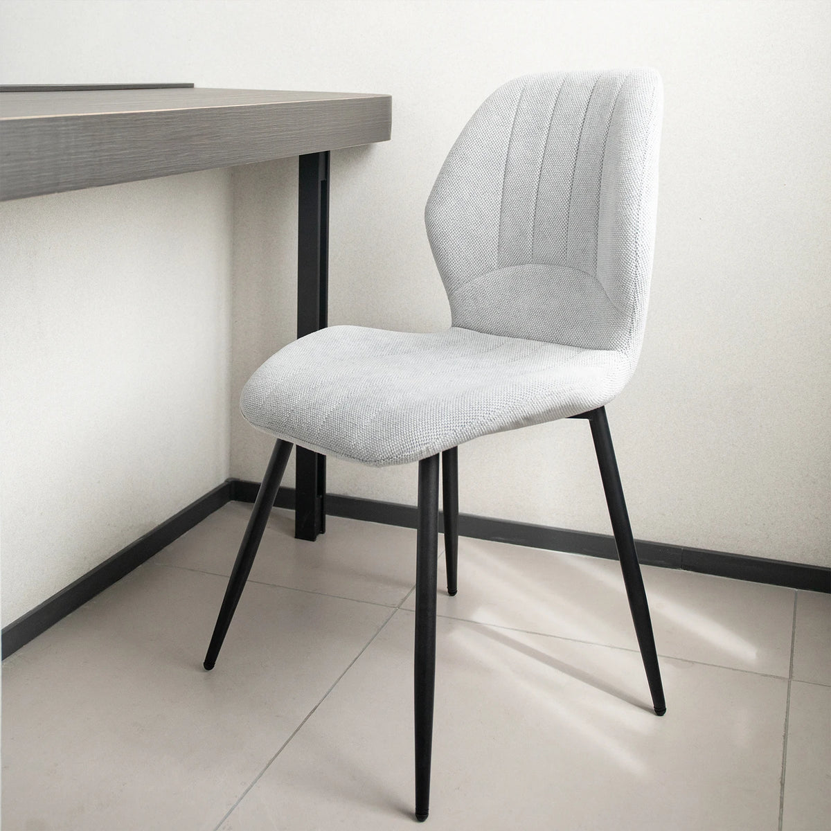 Esszimmerstuhl Set Grau – Modernes Polsterstuhl Set aus Stoff mit Ergonomischer Sitzschale & Metallbeinen