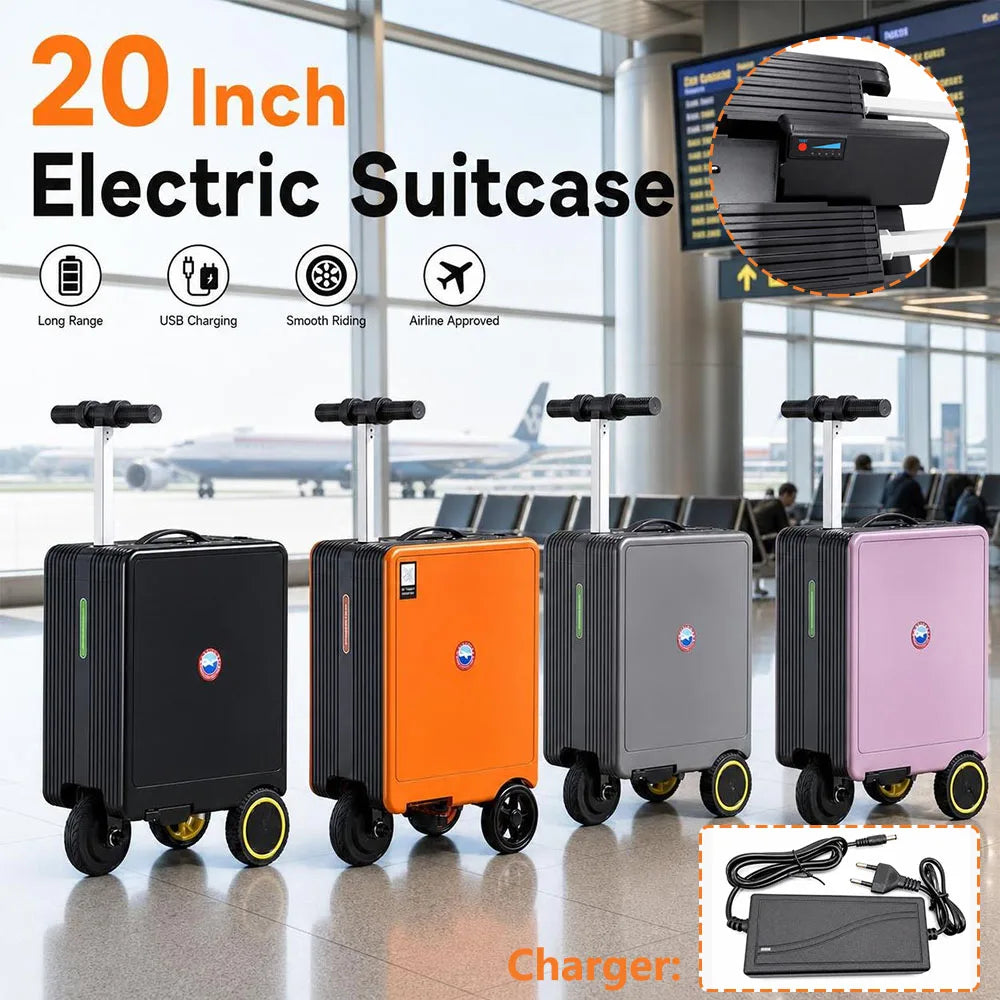 Elektrischer Koffer 20 Zoll Smart Trolley mit TSA Schloss – Motorkoffer fuer Flughafen & Handgepaeck