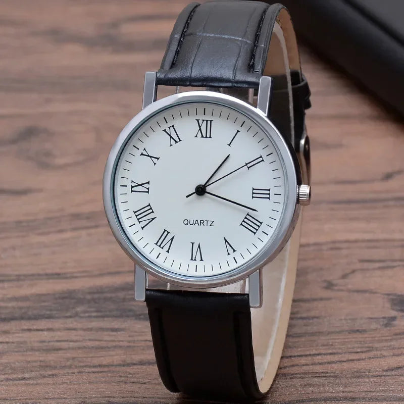 Herren Armbanduhr Schwarz Lederarmband – Minimalistische Analog Quarz Uhr