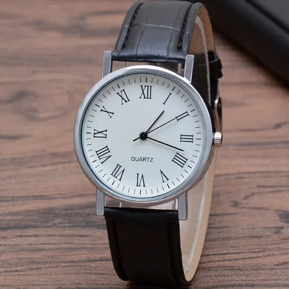 Herren Armbanduhr Schwarz Lederarmband – Minimalistische Analog Quarz Uhr