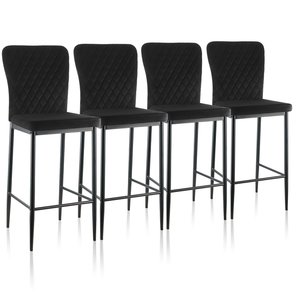Barhocker 2er Set Kunstleder Schwarz – Drehbarer Tresenstuhl mit Höhenverstellung & Rückenlehne