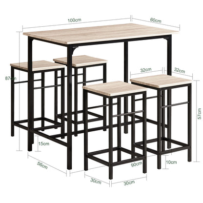 Moderne Esstisch Garnitur mit 4 Stühlen – Kompaktes Stehtisch Set für Küche & Esszimmer