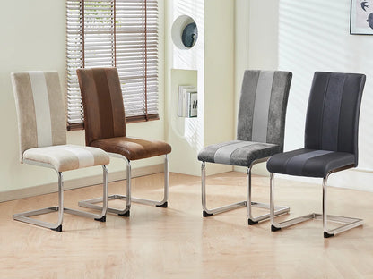 Esszimmerstuhl 4er Set Schwarz – Modernes Freischwinger Set aus PU Kunstleder mit Z-Form Metallgestell bis 120kg