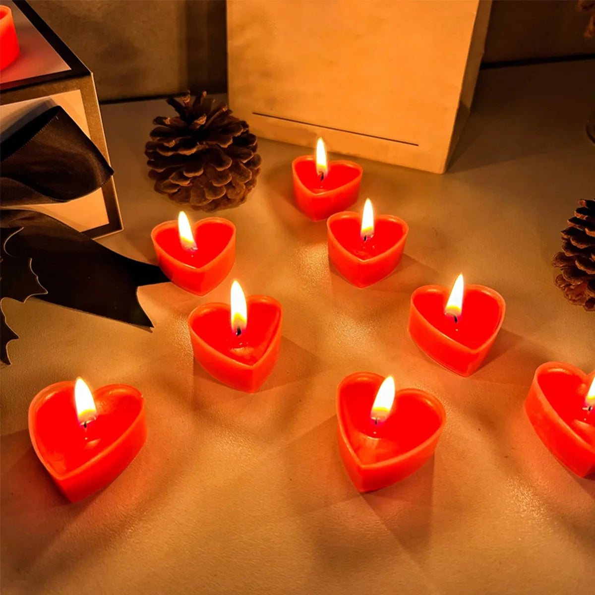 Herz Duftkerzen 9er Set – Romantische Teelichter für Antrag, Hochzeit & Valentinstag