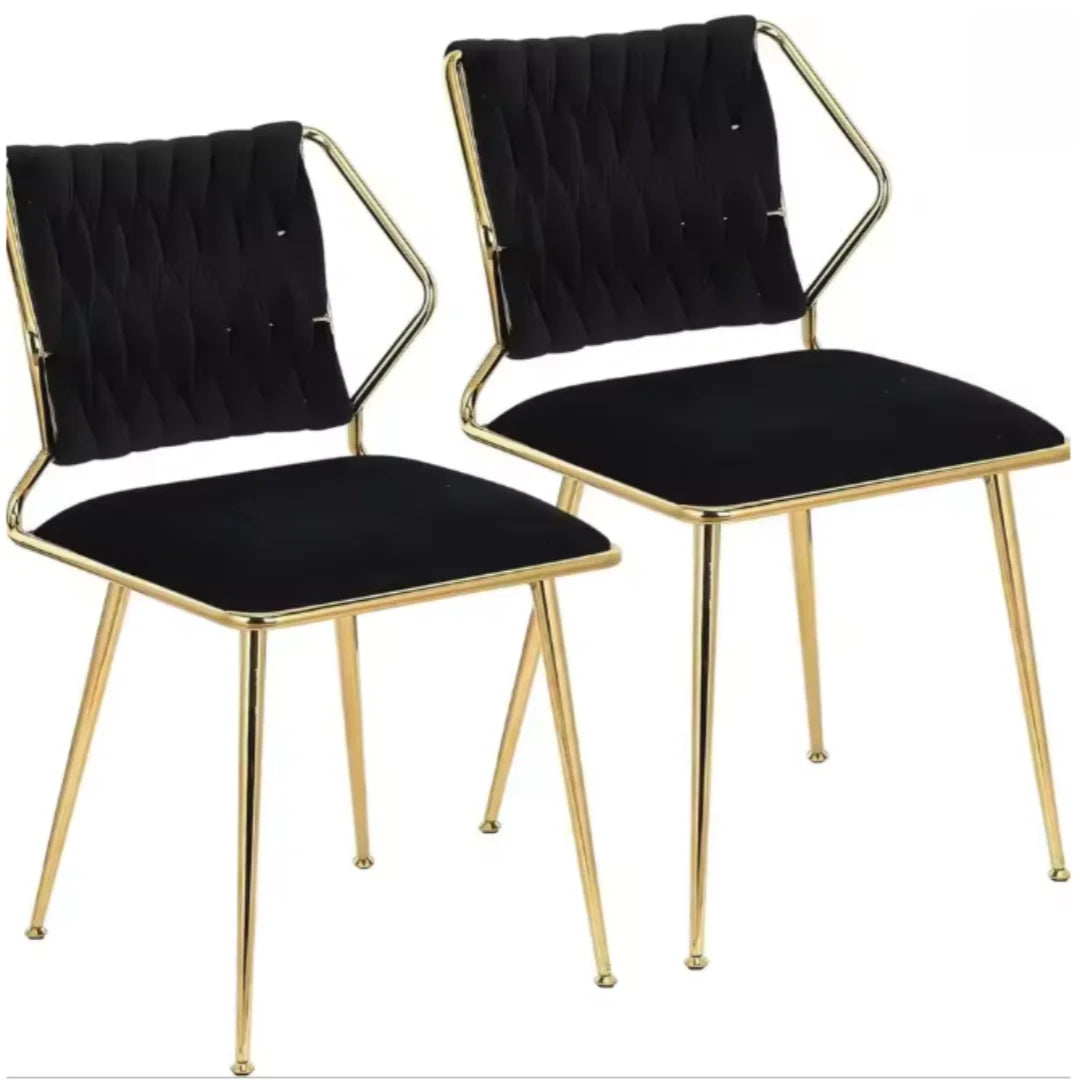 Esszimmerstuhl 2er Set Samt – Moderner Polsterstuhl mit Gold-Metallgestell & Ergonomischer Sitzschale