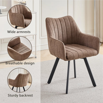 Drehbare Esszimmerstühle 2er Set Leinen – Moderne Polsterstühle mit Metalldesign & Ergo-Rückenlehne