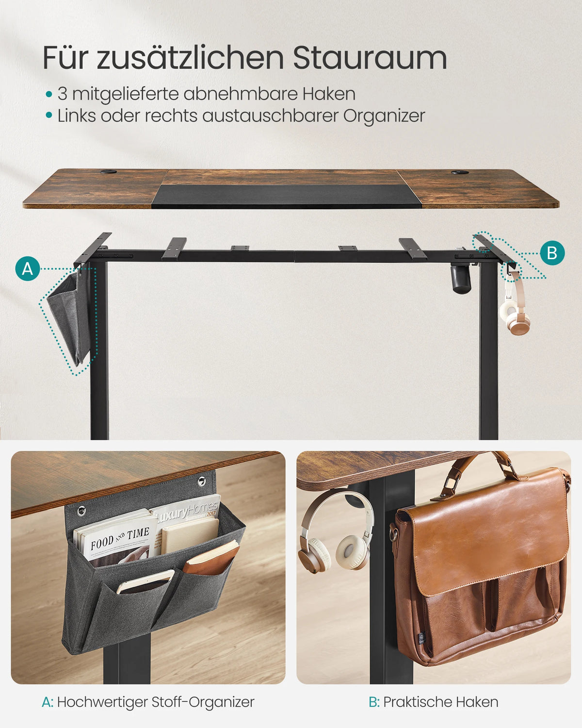 Elektrischer Stehschreibtisch 160x70 cm Schwarz – Ergonomischer Schreibtisch mit Memory-Funktion & Kabelmanagement