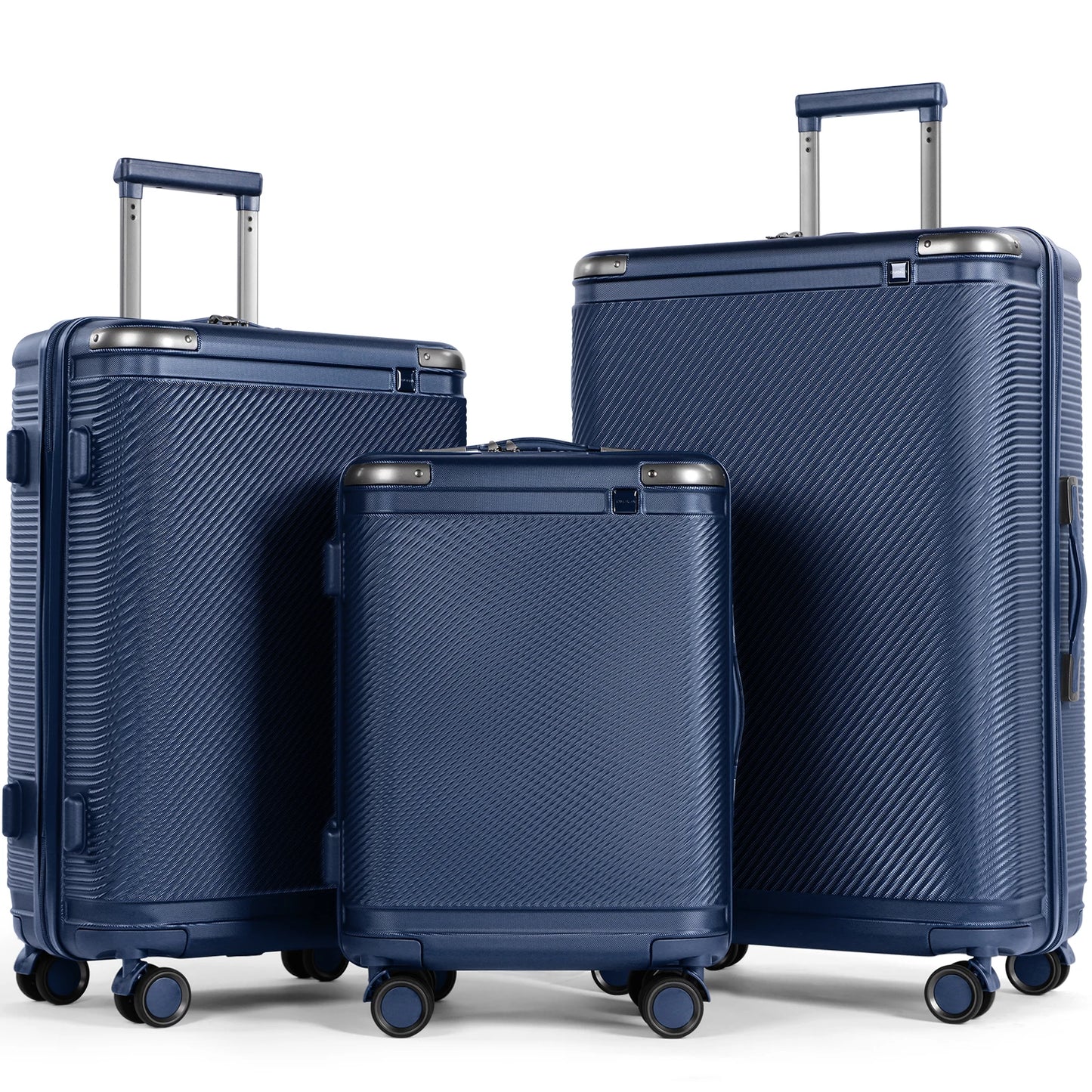 Koffer Set 3-teilig Hartschale Schwarz – Leichtes Reisekoffer Trolley Set mit TSA Schloss & 360 Rollen