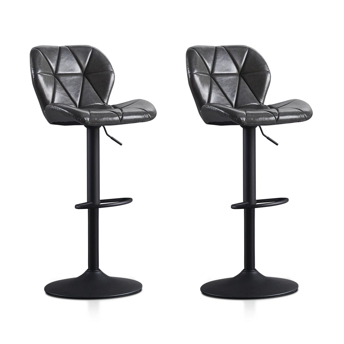 Höhenverstellbarer Barhocker 2er Set Kunstleder Retro – Drehbarer Tresenstuhl mit Rückenlehne