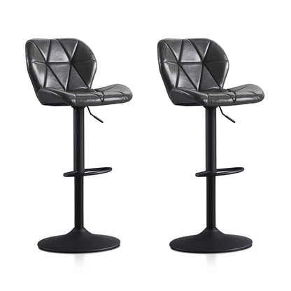 Höhenverstellbarer Barhocker 2er Set Kunstleder Retro – Drehbarer Tresenstuhl mit Rückenlehne