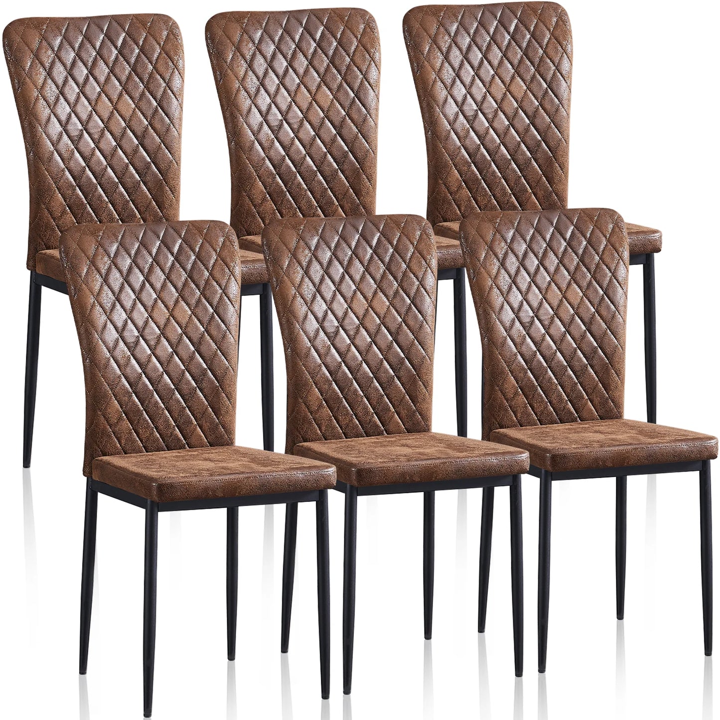 Esszimmerstuhl 6er Set Schwarz – Modernes Freischwinger Set aus PU Kunstleder mit Armlehnen & Metallgestell