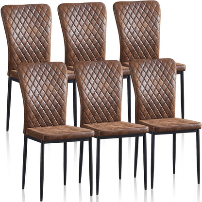 Esszimmerstuhl 6er Set Schwarz – Modernes Freischwinger Set aus PU Kunstleder mit Armlehnen & Metallgestell