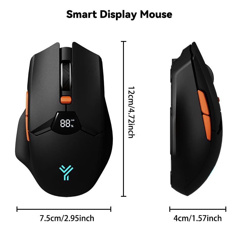 Ergonomische Funkmaus Kabellos – Leise Bluetooth & 2.4GHz PC Maus mit LED Akkuanzeige & 6400 DPI