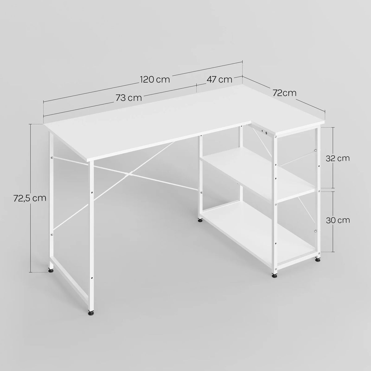 L-förmiger Eckschreibtisch 120 cm Holzoptik – Platzsparender Computertisch mit Regalen