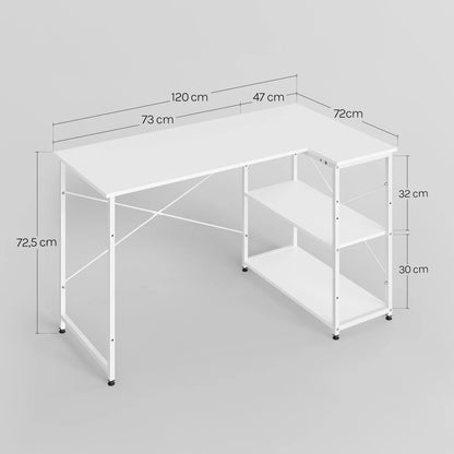 L-förmiger Eckschreibtisch 120 cm Holzoptik – Platzsparender Computertisch mit Regalen