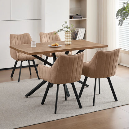 Drehbare Esszimmerstühle 2er Set Leinen – Moderne Polsterstühle mit Metalldesign & Ergo-Rückenlehne
