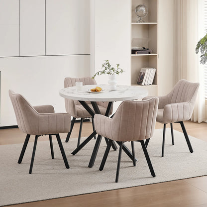 Drehbare Esszimmerstühle 2er Set Leinen – Moderne Polsterstühle mit Metalldesign & Ergo-Rückenlehne