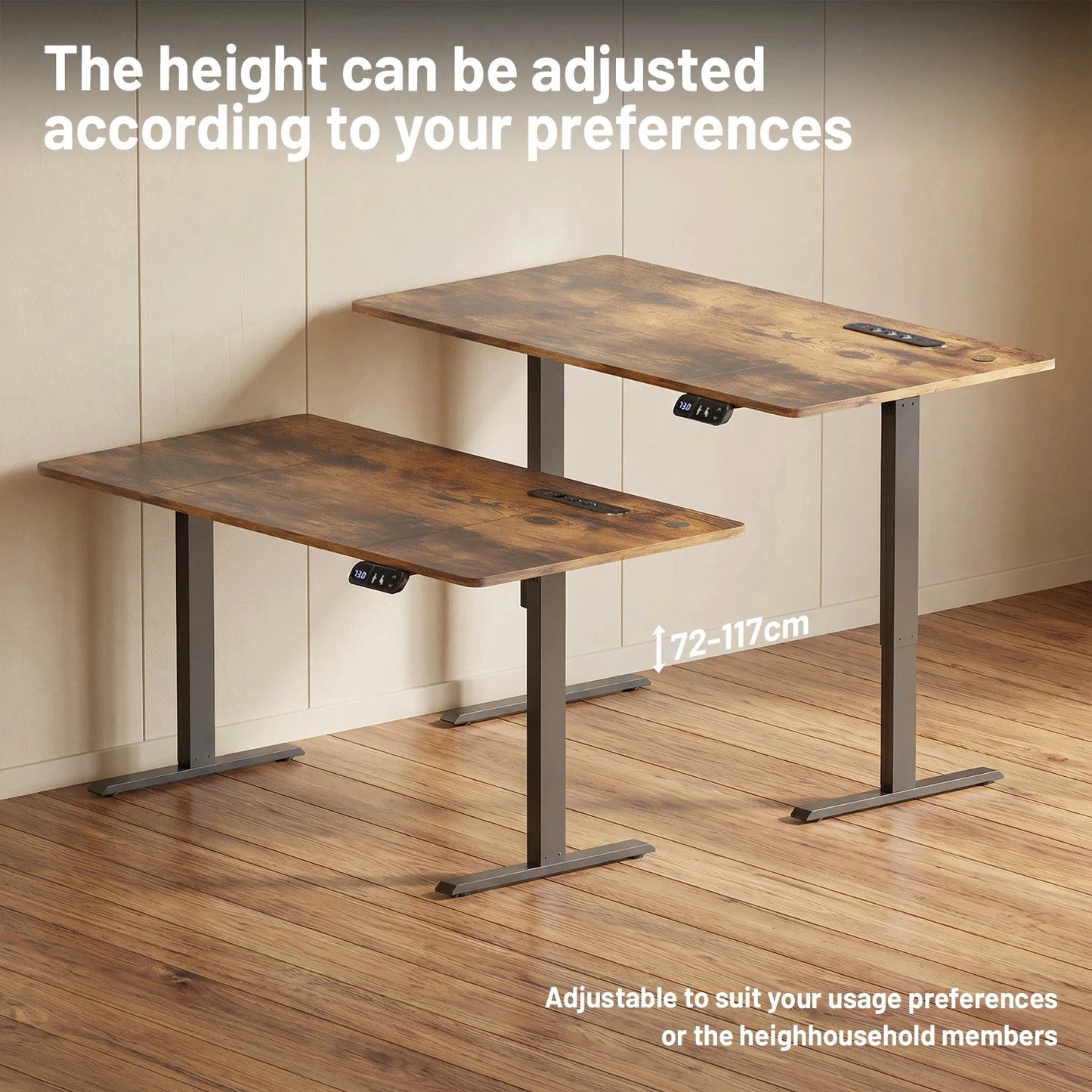 Elektrischer Höhenverstellbarer Stehschreibtisch 140 cm Schwarz – Ergonomischer Schreibtisch mit Memory-Funktion